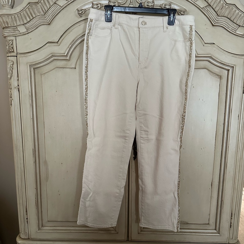 Straight Leg Jeans-Sequin Stripe